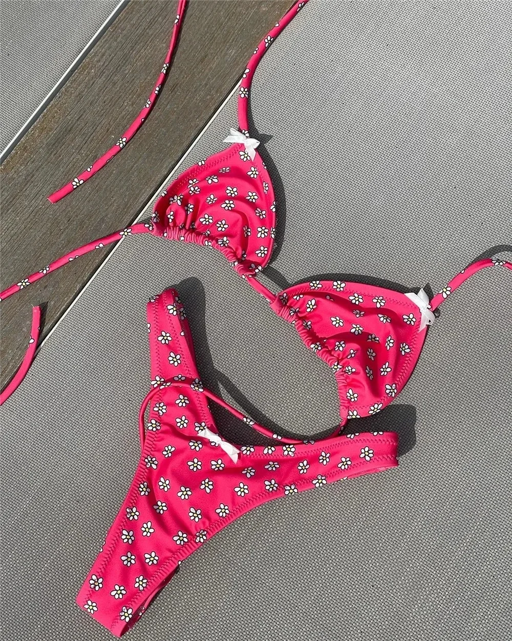 Bikini con estampado de flores y corte alto, traje de baño femenino, traje de baño de dos piezas, conjunto de bikini, traje de baño