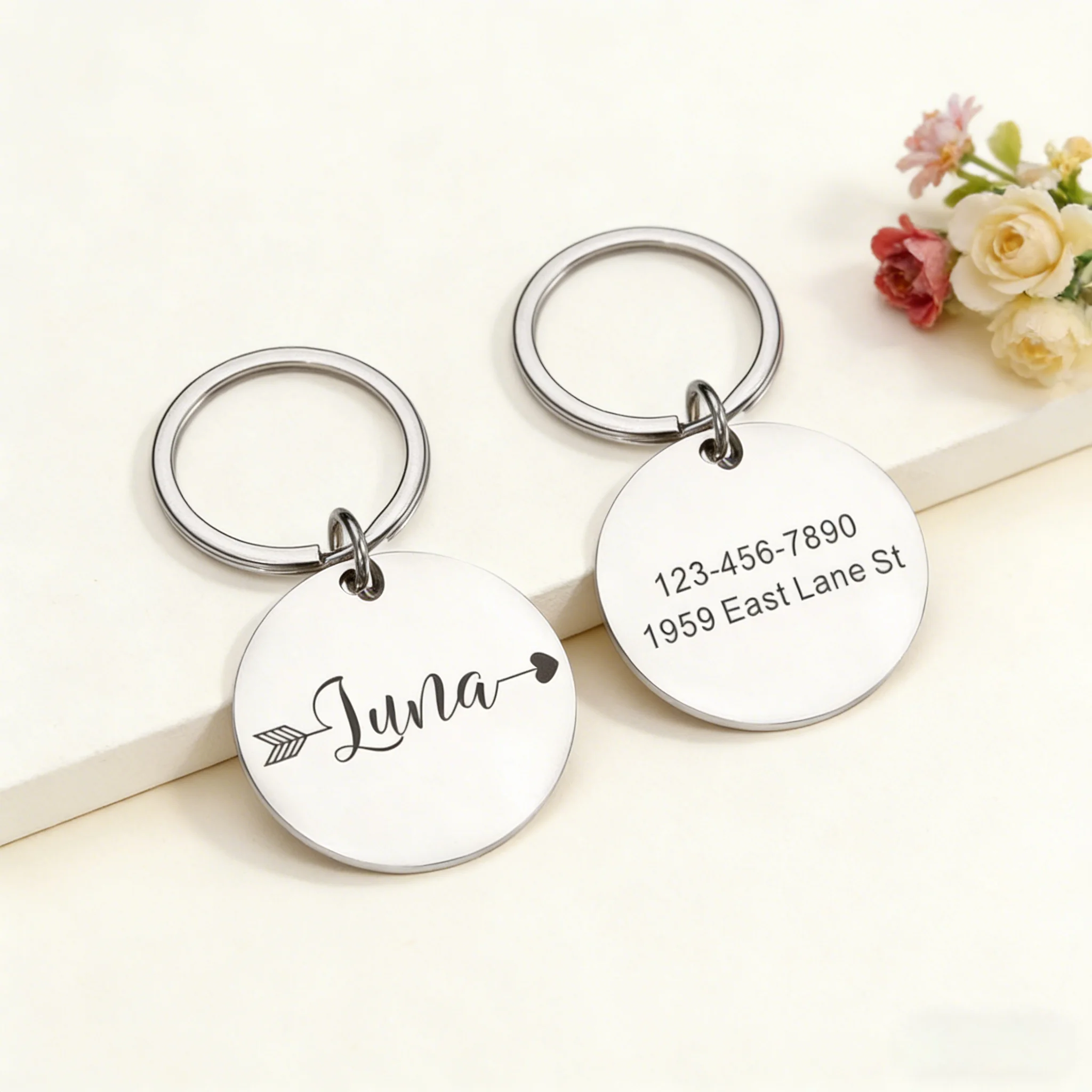Tomb and Hand Customized Pet Name Tag Set, 1 Stainless Steel