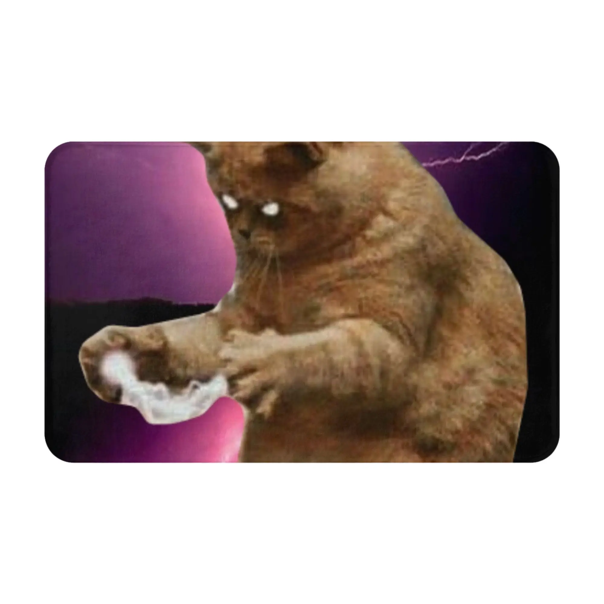 Cat Pouring Milk Purple Lightning Background Non-slip Doormat Bedroom Mat  Balcony Indoor Home Decor