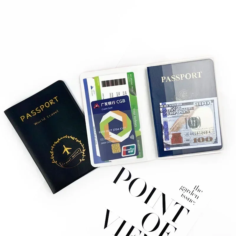 Carteira de viagem para homens e mulheres, titular do cartão de crédito, estojo de passaporte, bolsa de documentos de identificação
