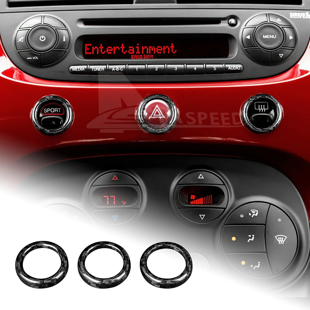 

Для Abarth 595 695 Fiat 500 2012-2021 2022 2023 настоящее жесткое углеродное волокно LHD RHD автомобильное центральное управление предупредительная лампа кнопка рамка