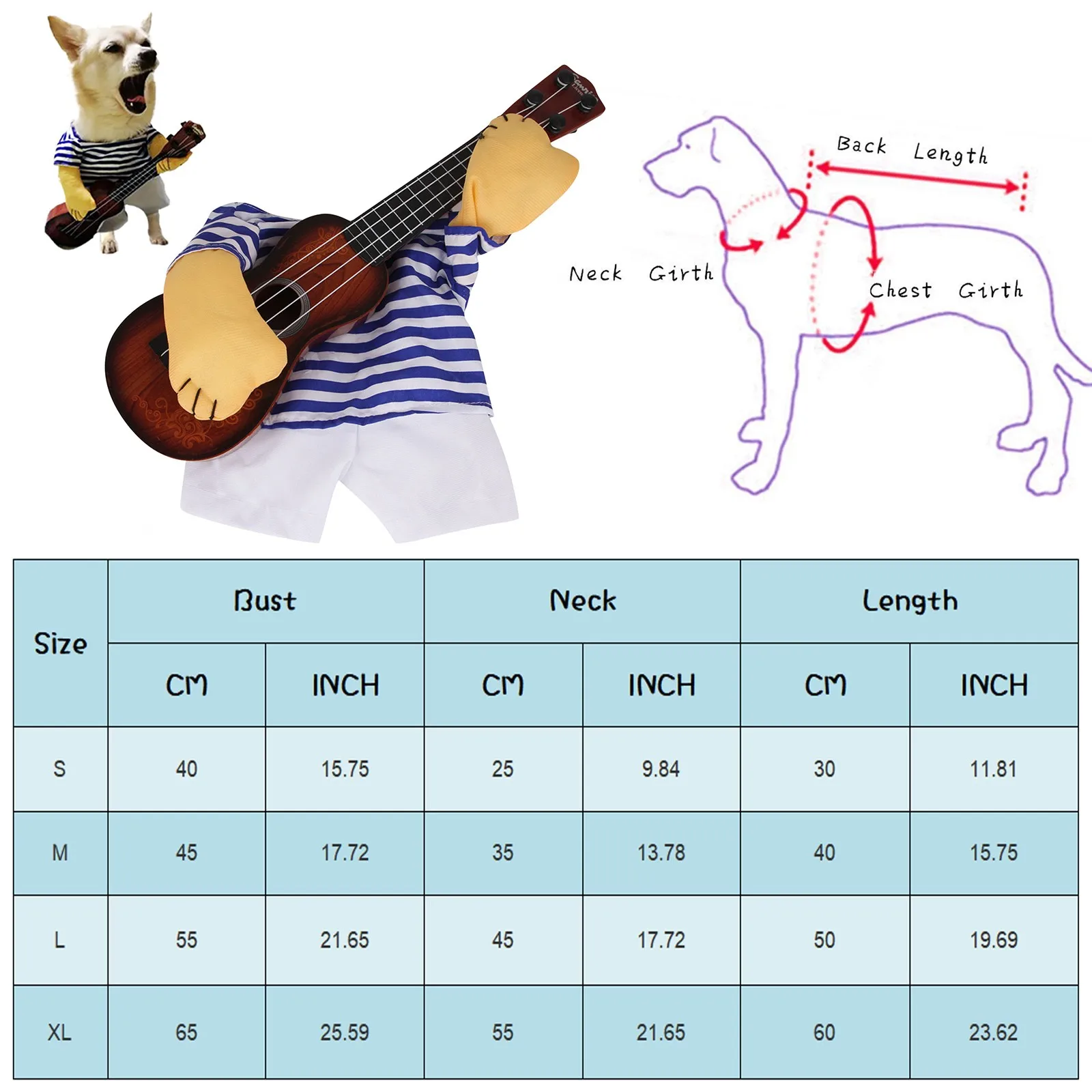 Pet Guitar Costume Funny Dog Costumes Guitarist Player Halloween Christmas Cosplay Party Dog Cat Clothes Dressing Up Outfits