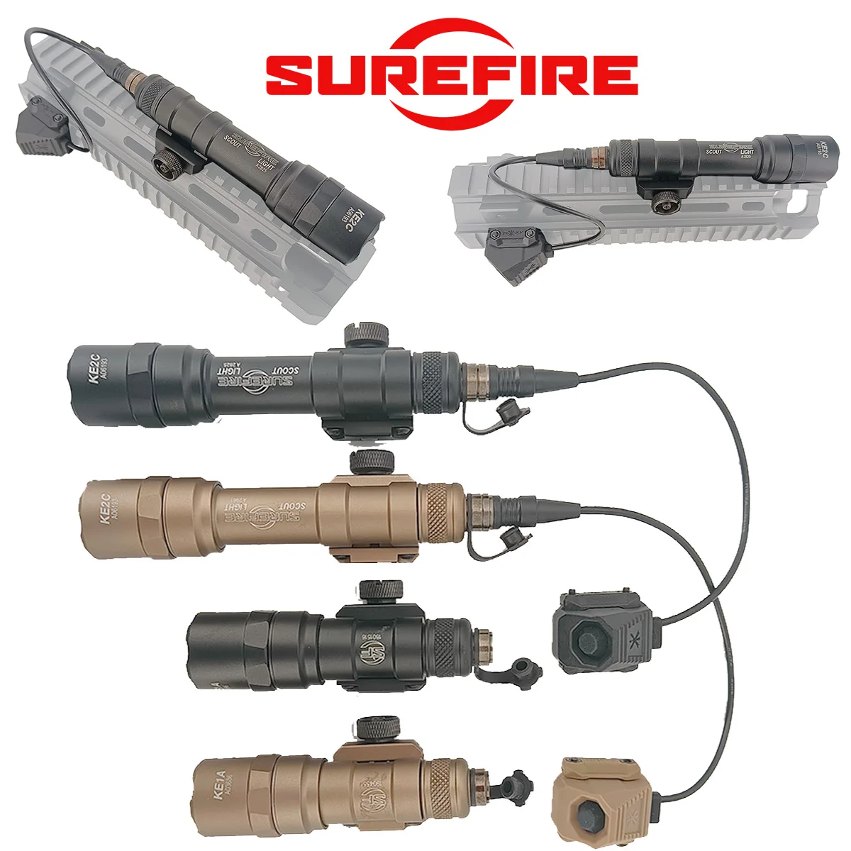 Lampe tactique SureFire M300 M600 avec interrupteur à pression à distance tactique UNITY AXON SL, prise SF compatible avec rail de 20 mm