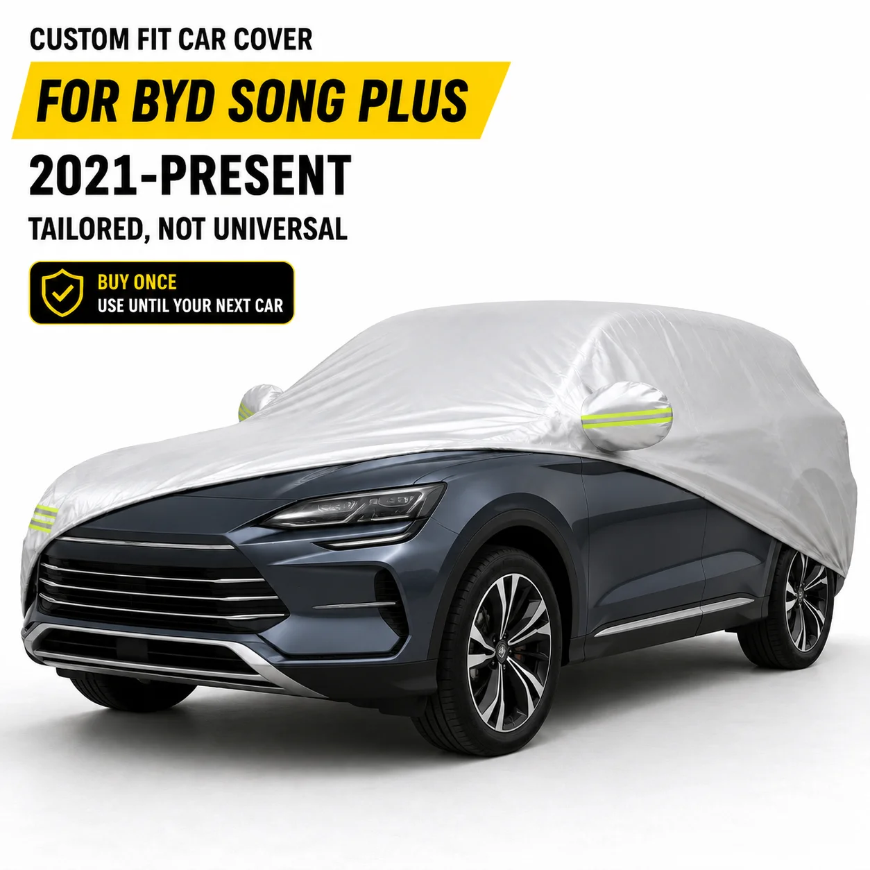For BYD Song Plus 2021-Present Exterior Car Cover Outdoor Protection  Durable Silver Coated Fabric UV Sun Dust Protection