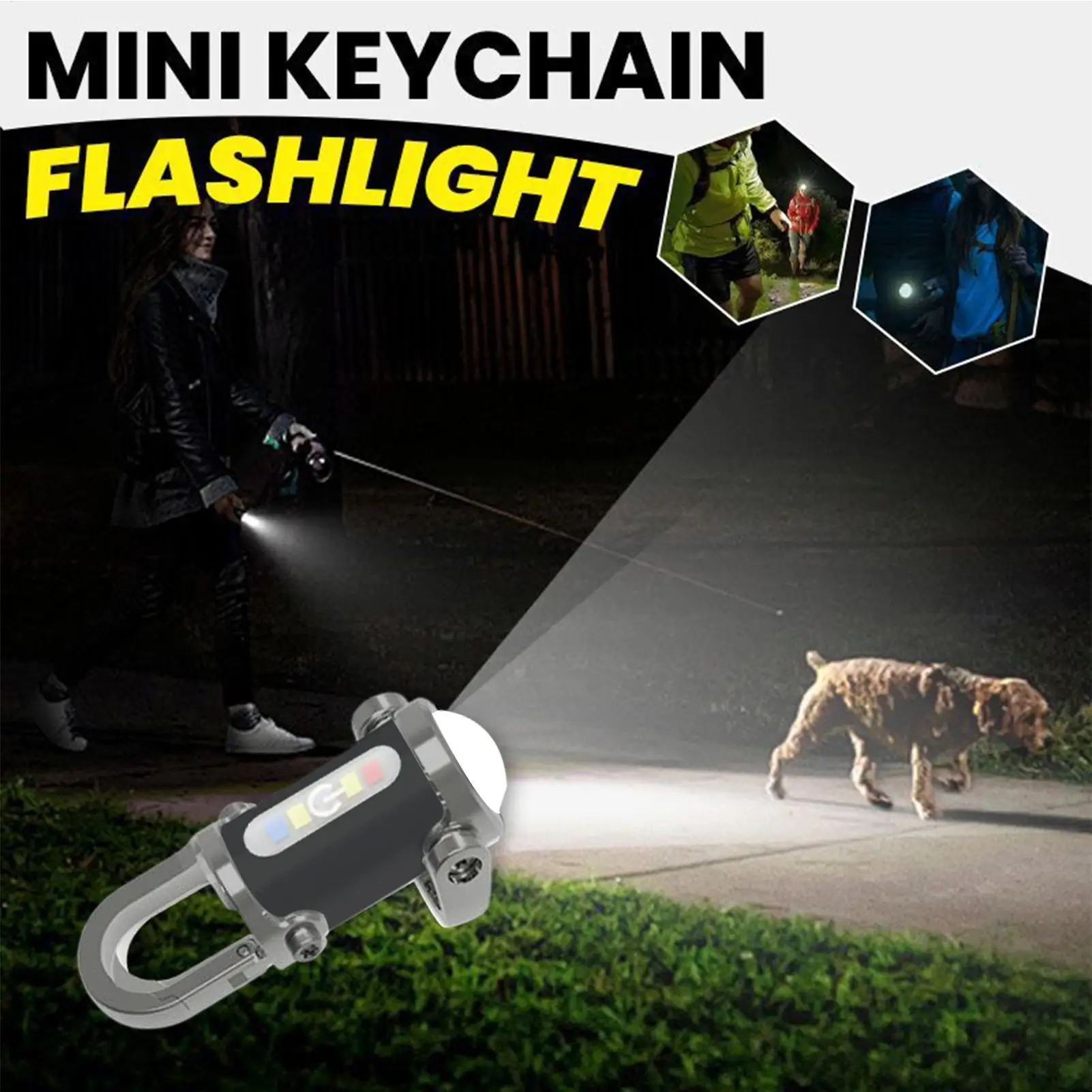 mini Keychain Flashlight Portable Keyring Torch Rechargeable Waterproof Bright Keychain Flashlight For Hiking Outdoor Fishing