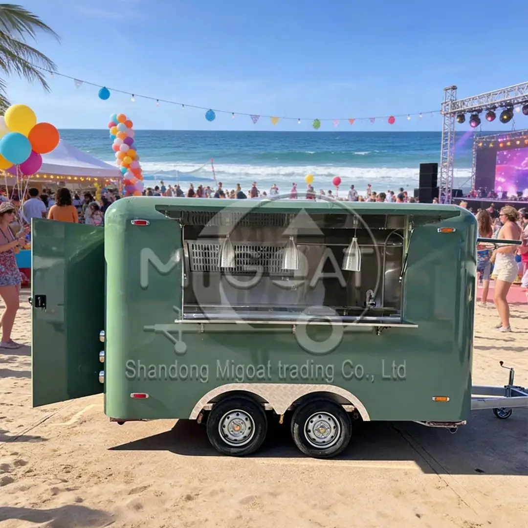 Stainless Steel Towed Outdoor Food Trailer Mobile Kitchen Equipment Commercial Catering Food Truck Street Food Stall Cart