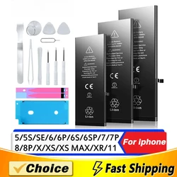 Zero-cycle High-quality Battery For iPhone SE 5 6 6S 5S 7 8 Plus X Xs Max Xr 11 Pro Mobile Phone With Free Tools Sticker