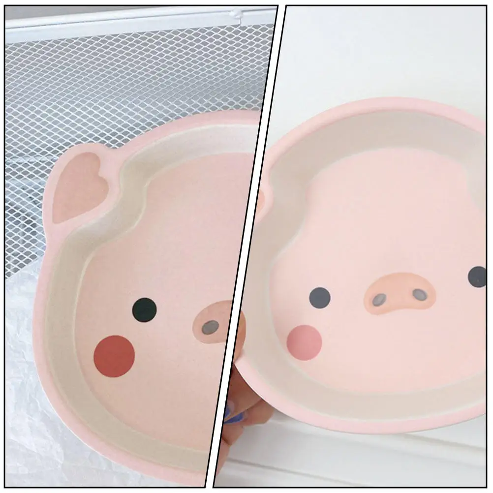 Cute Pig Design Resin Baby Compartment Plate Non-Slip Easy-Grip Eco-Friendly Baby Dinnerware for Toddlers and Infants