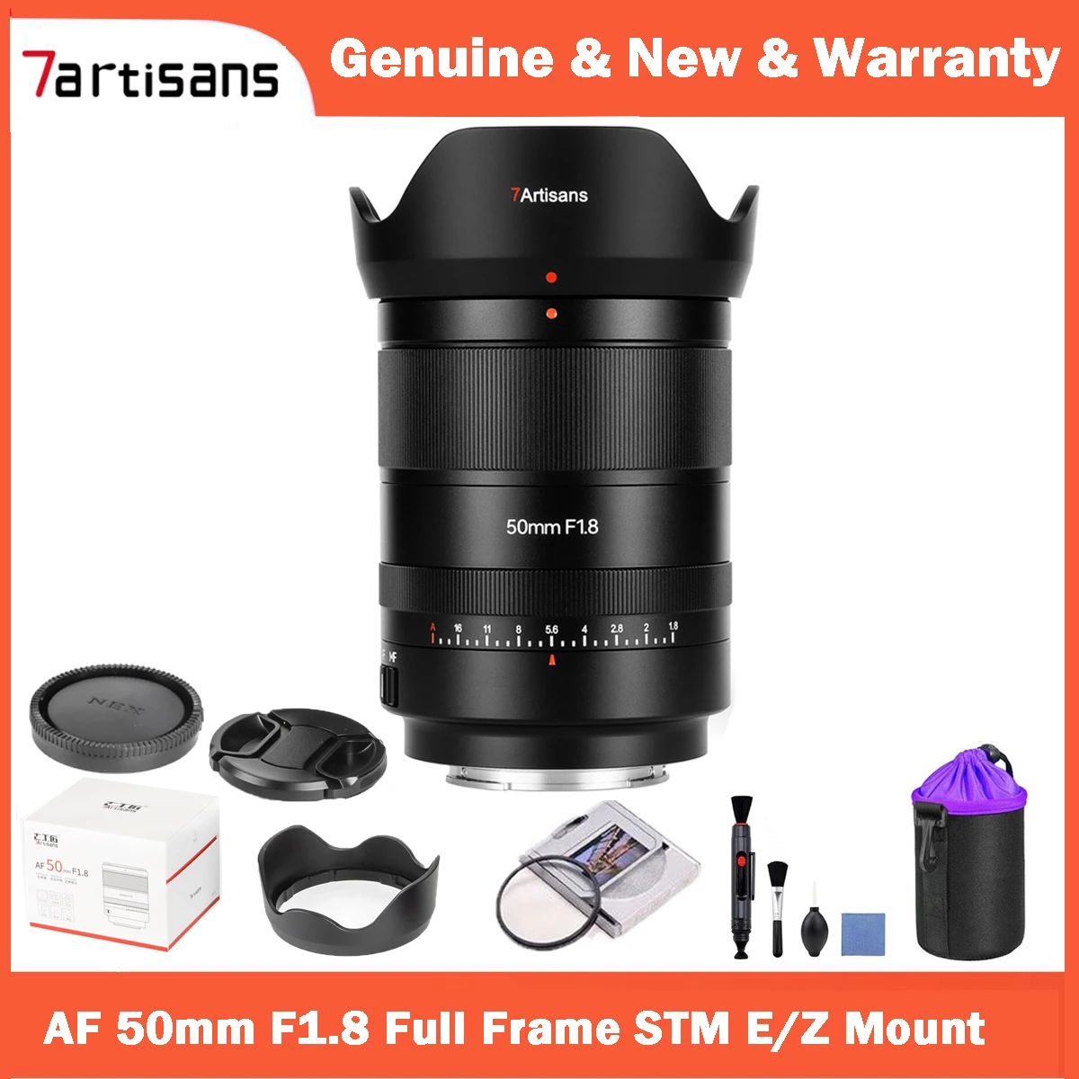 7artisans AF 50mm F1.8 Auto Focus Camera Lens Full Frame 𝙎𝙏𝙈 S𝙩𝙚𝙥𝙥𝙞𝙣𝙜 M𝙤𝙩𝙤𝙧 for Sony E Mount  Nikon Z7‖ Z6 Cameras