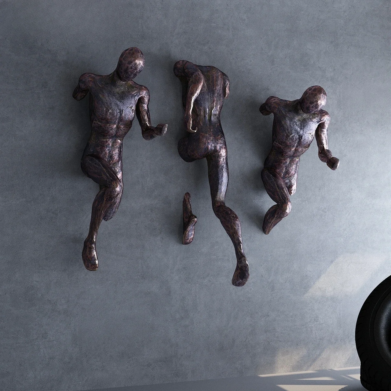 Modern Home Decoration Use Wall Hanging Man Climbing Bronze Sculpture