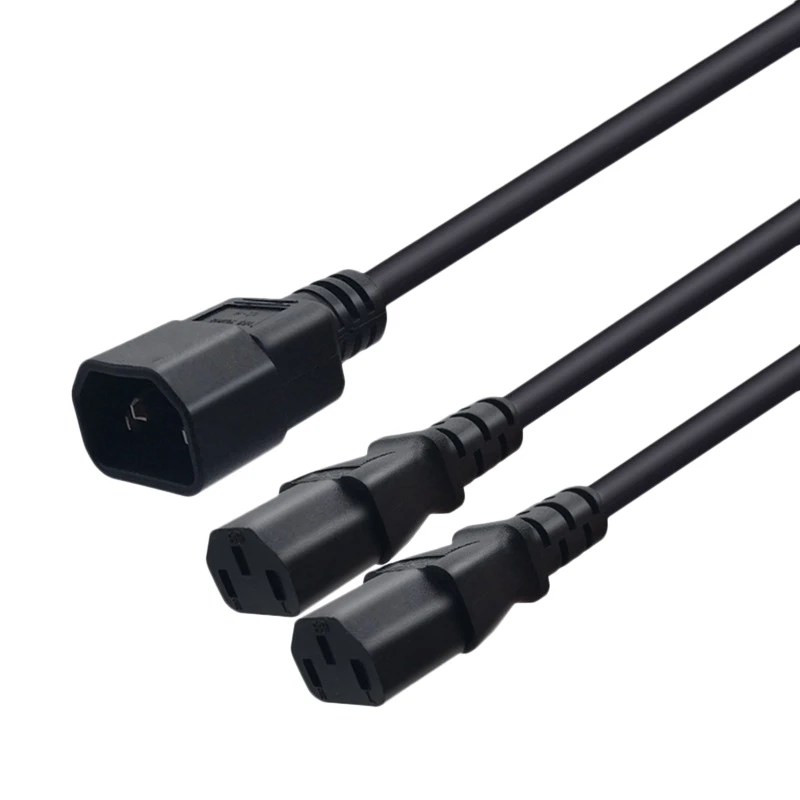 Cable de extensión de alimentación C14 a 2XC13, parte superior, cruce un punto, dos cables de alimentación para ordenadores, Ups