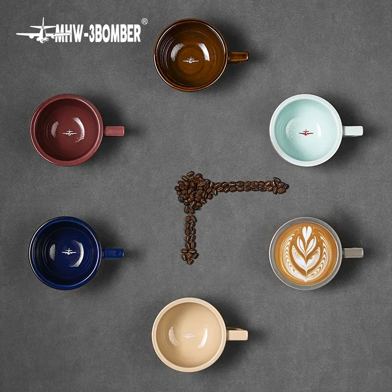 MHW-3BOMBER Sawada Ceramics Coffee Cups Professional Latte-Patterned Latte Art Cups Cappuccino and Mocha Cups