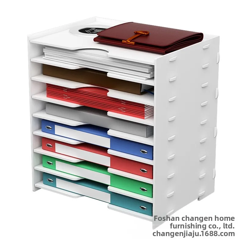 8 Tier Desktop File Organizer Rack for A4 Documents PVC Multi Layer Document Sorter Storage Shelf for Office School Study and