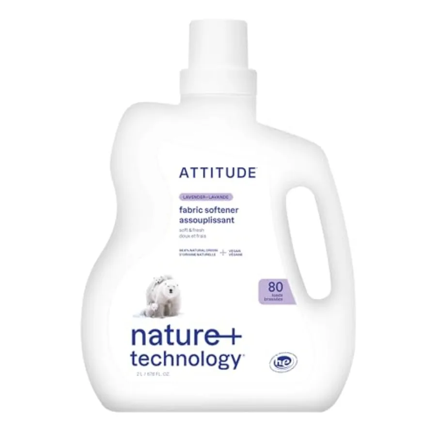 

ATTITUDE Liquid Fabric Softener, Plant-Based and Vegan, HE Compatible, Naturally Derived, Scent, 80 Loads
