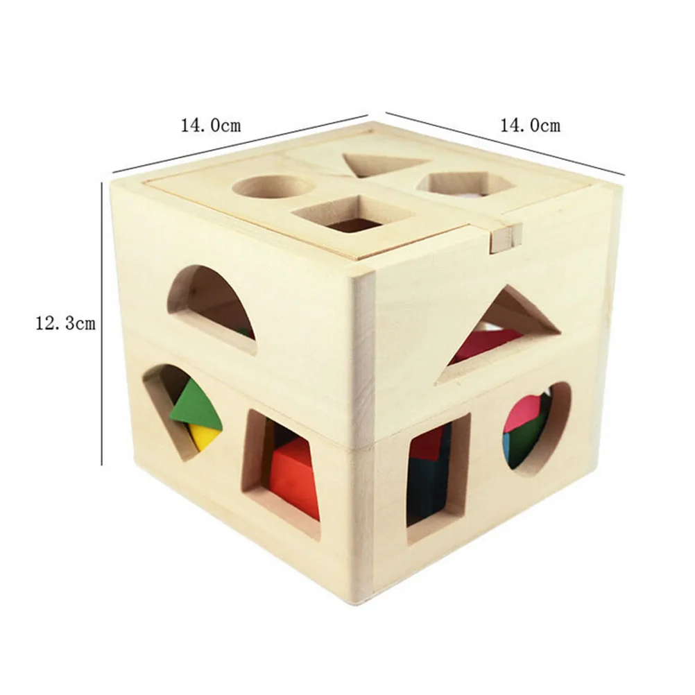 Cubo selezionatrice a forma di legno 13 pezzi geometrici colorati Set di apprendimento educativo per lo sviluppo dell'intelligenza dei bambini