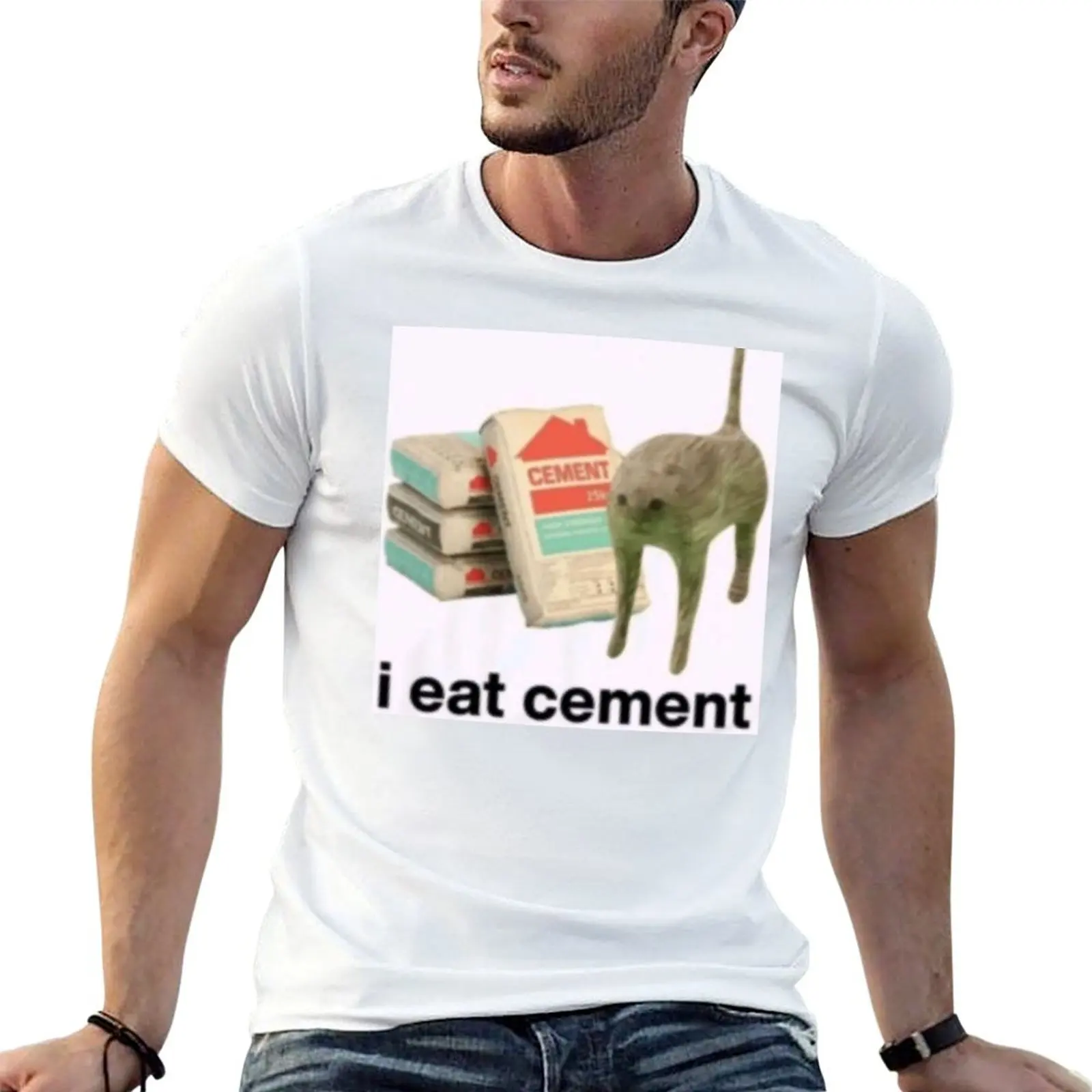 

Cement Eater Cat T-Shirt man graphic t shirt t shirts for man cotton funny T-Shirt