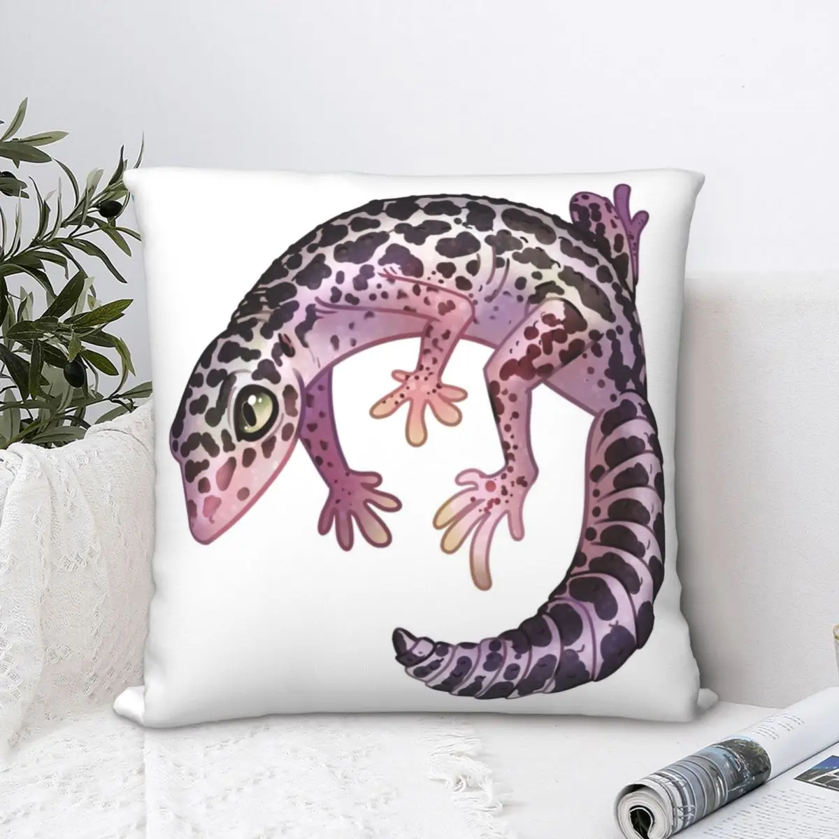 

Уютная квадратная наволочка Leopard Gecko, Полиэстеровая наволочка для подушки, бархатная Наволочка на молнии, декоративная комфортная наволочка для дома и автомобиля