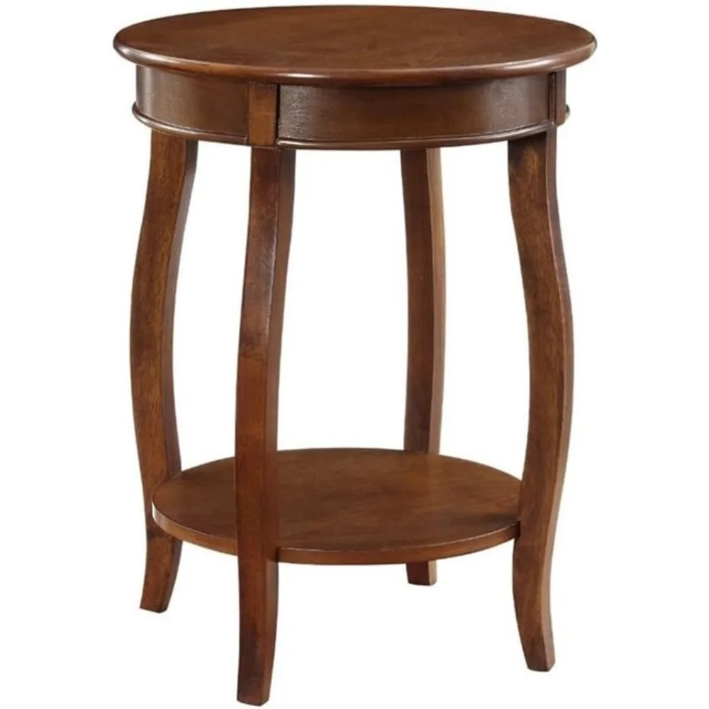 

End Table Coffee Accent Table, Round, Contemporary, Indoor With 1 Shelf In Wood, Brown