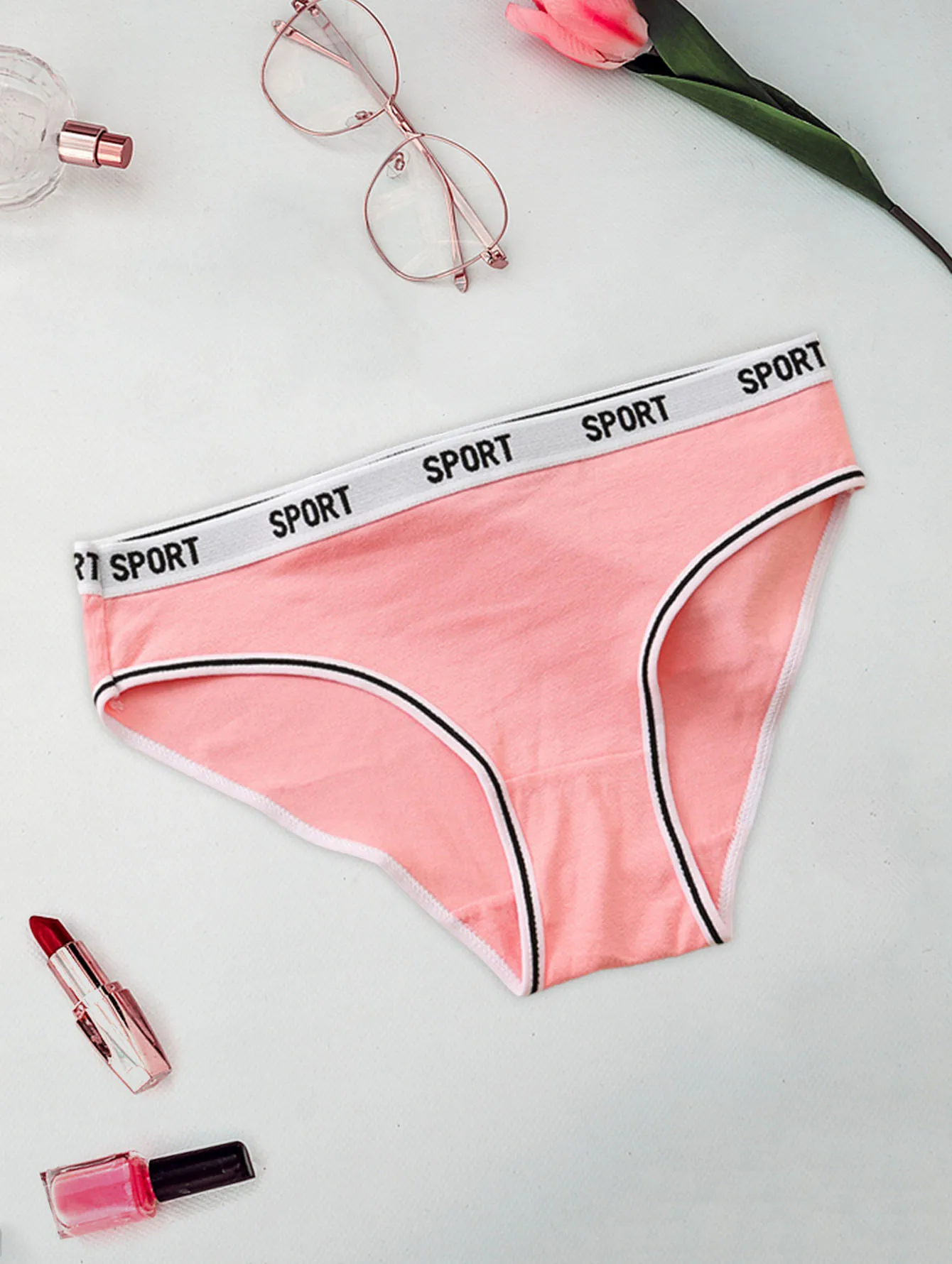 5°я Woj Sportstijl Sexy katoenen damesslipje, middelhoge taille Traceless Comfortabel ademend Driehoekslip voor dames