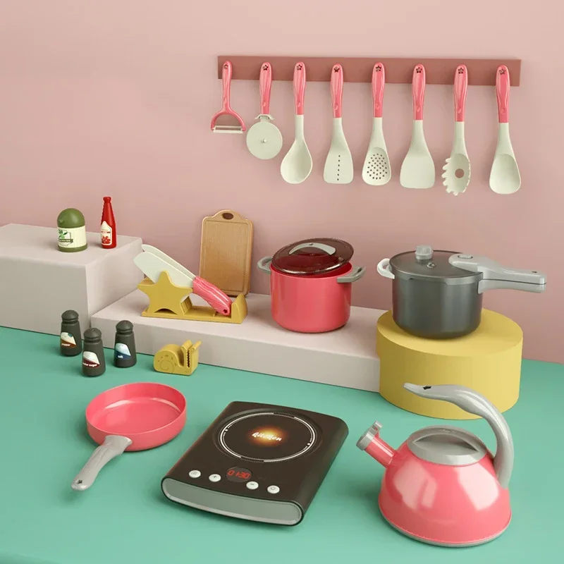 Gioca a giochi di ruolo Giocattoli Ragazzi Ragazze Giocattoli per bambini Cucina Set di giocattoli Fai finta di cucinare Cibo Gioca con pentole Padelle Utensili Pentole