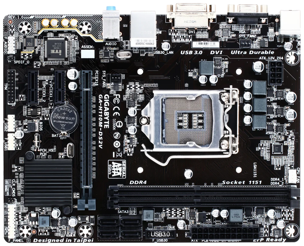 Imagem -02 - Placa-mãe H110m-ds2v Soquete Lga 1151 Ddr4 Usb 3.0 Sata3 Pci-e3.0 Novo Gigabyte-ga-h110m-ds2v