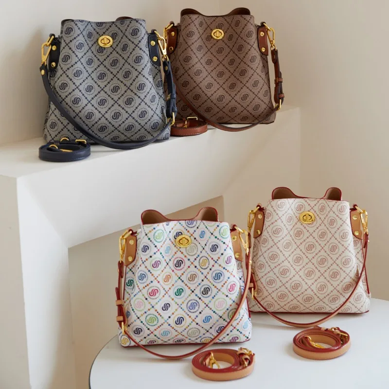 

Модная модная простая женская сумка через плечо с минималистичным винтажным кожаным дизайном, уникальный повседневный логотип с буквенным принтом