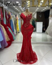 2024 New Red Celebrity Dresses Mermaid Sleeveless Elegant Red Carpet Runway Dresses Vestidos De Noche Prom Party Dresses Custom