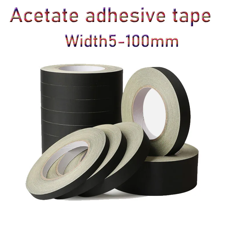 1Roll/28M Black Acetic Acid Adhesive Tape Flame Retardant High Temperature Insulating Acetate Cloth Tape For Repairing