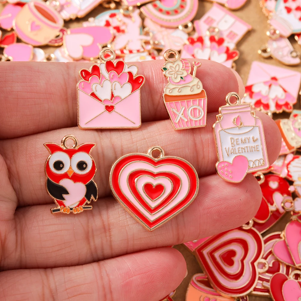 10pcs Cute Enamel Love Heart P - Art Craft Handmade ulasan dan harga