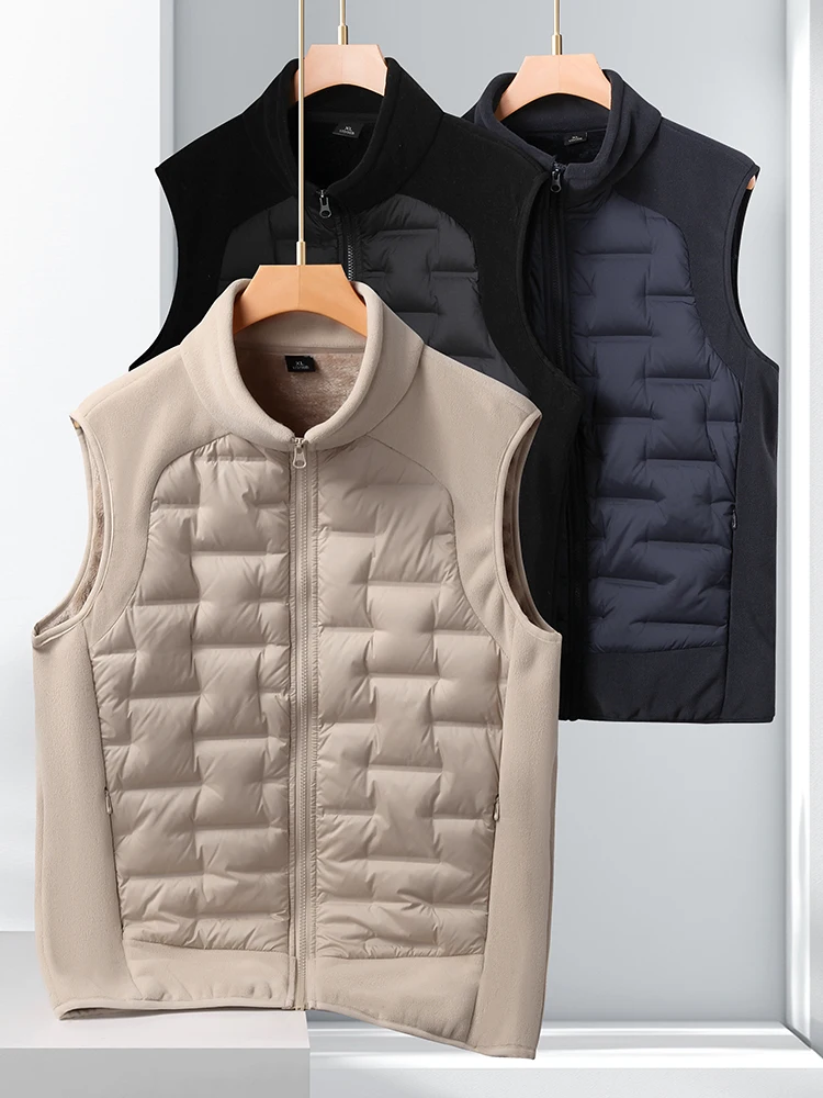 

Extra Large Size Men's down Vest Winter New Sle Stand Collar plus Size 300 Pou Fce Lined Warmth Faion Ci Sle