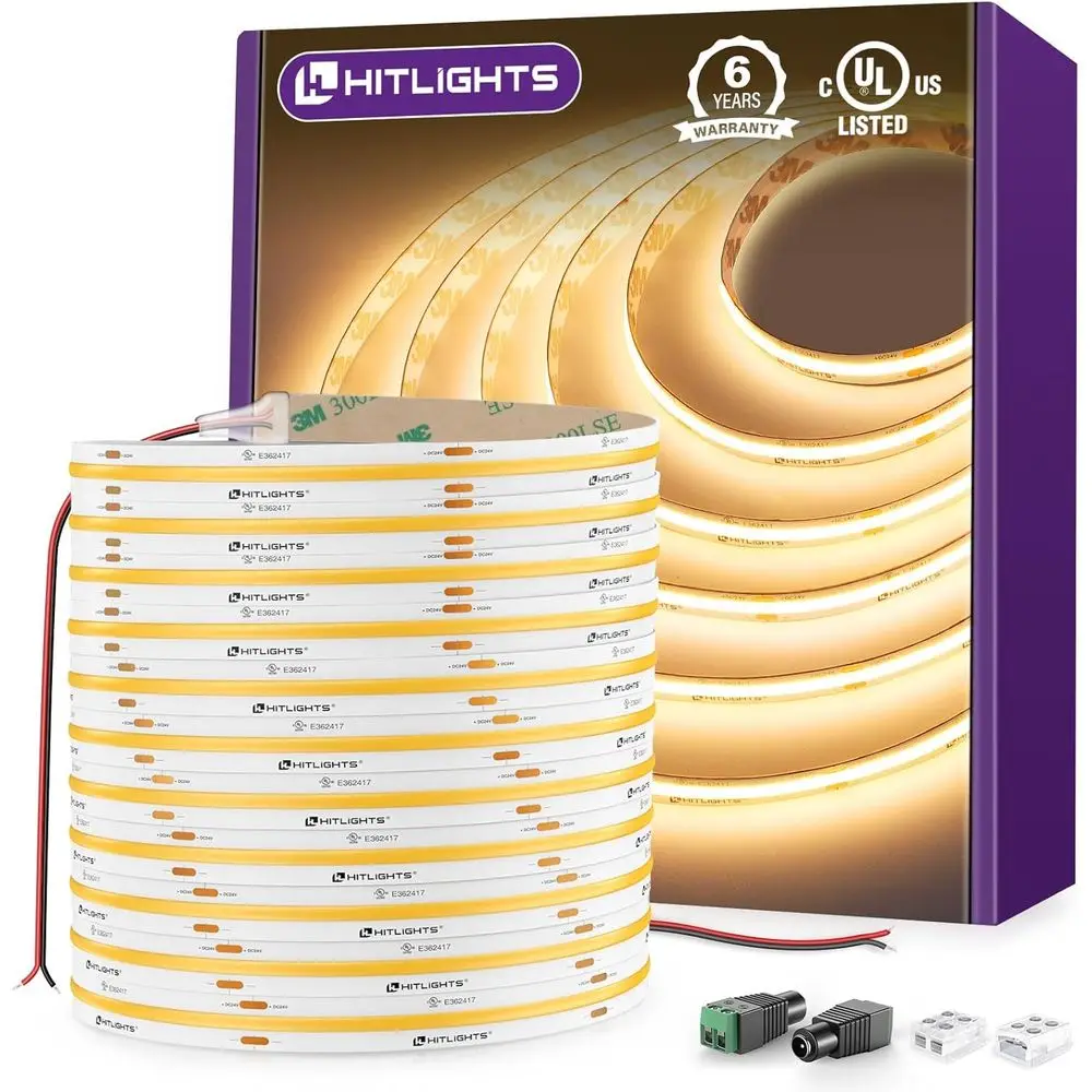 

Premium 24V High Density LED Strip Light, 3000K Warm White, 5120 LEDs, 350+ LM/T, CRI 90+, IP30, Suitable for Lighting and Kitch