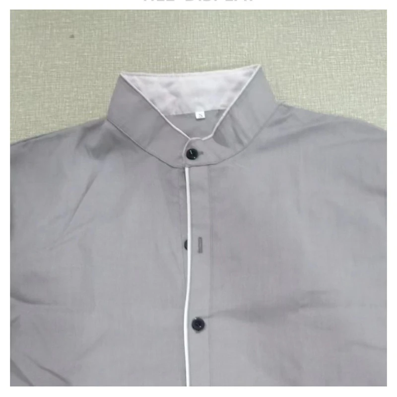 Loose Style Men\'s Short Sleeved Shirt Solid Color Casual Stand Collar Shirt Plus Size 3XL