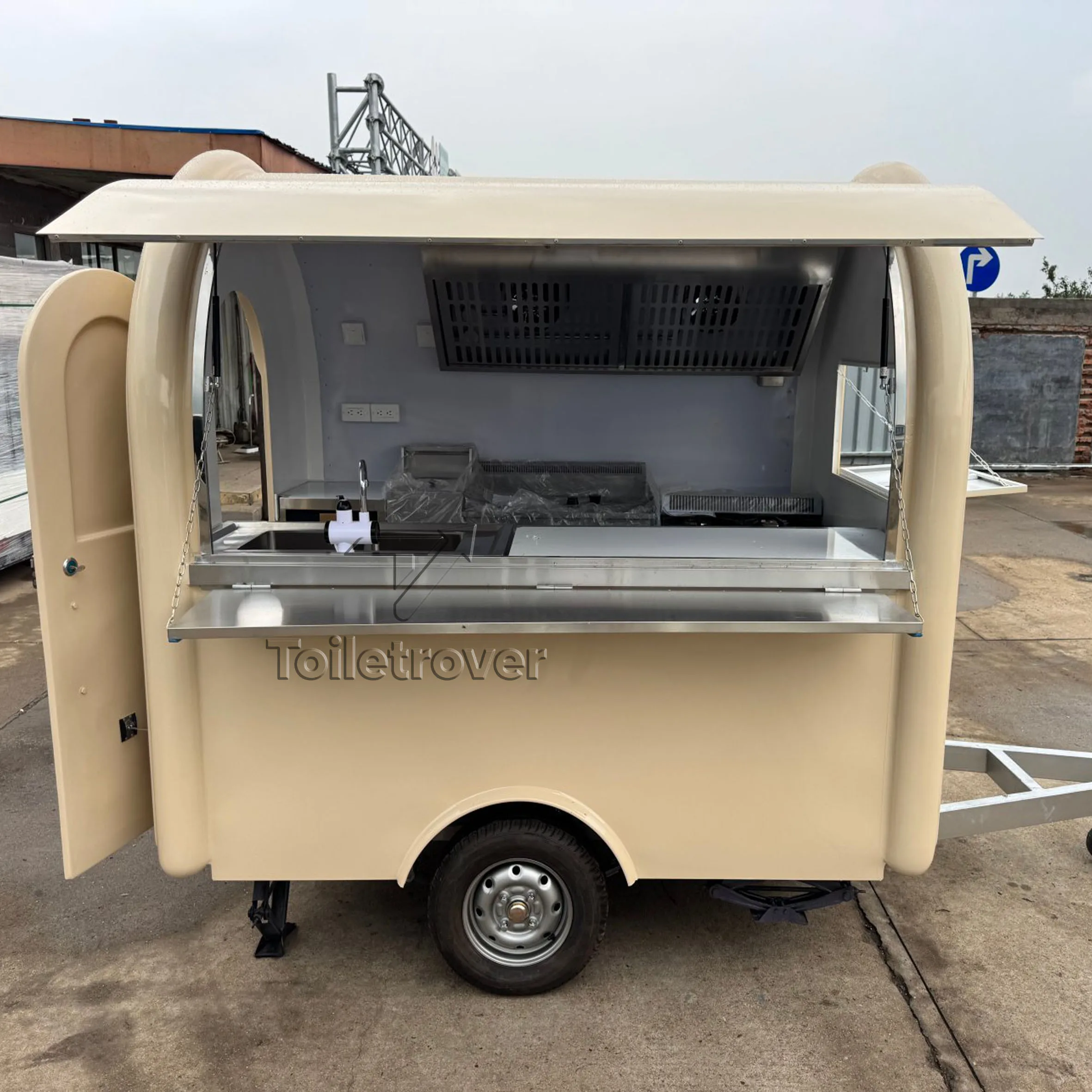 شاحنة طعام متنقلة للبيع مقطورة طعام الشارع مع معدات مطبخ كاملة وشحن سريع