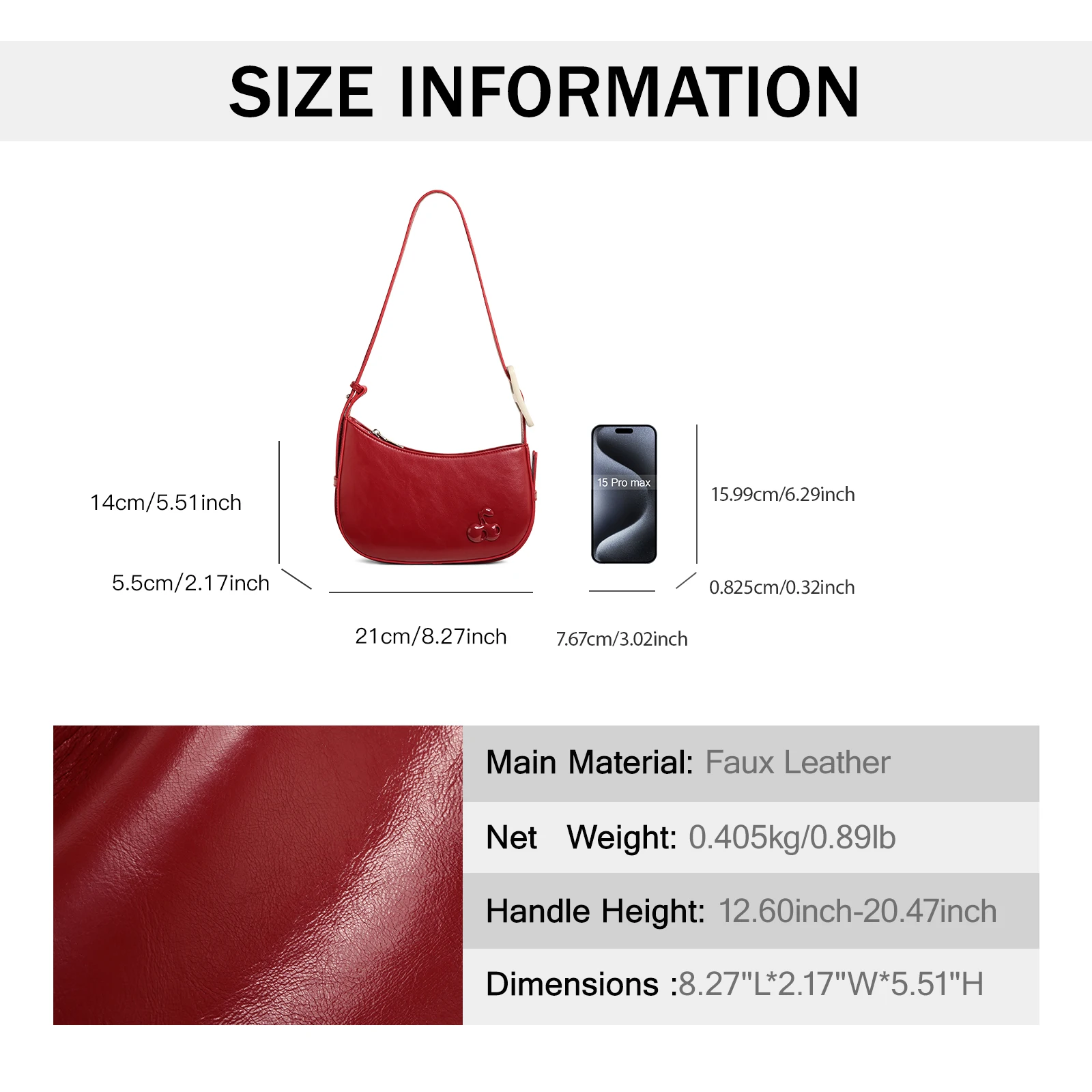 TOUTOU Women Handbag for Makeup Cosmetics Storage Adjustable Long Shoulder Strap Underarm Bag Original Designer Brand Cherry Bag