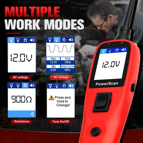 Autel PS100 тестер зонда мощности автомобильный 12 В/24 В автомобильный диагностический AVOметр тестовый инструмент для чтения цифровой вольтметр