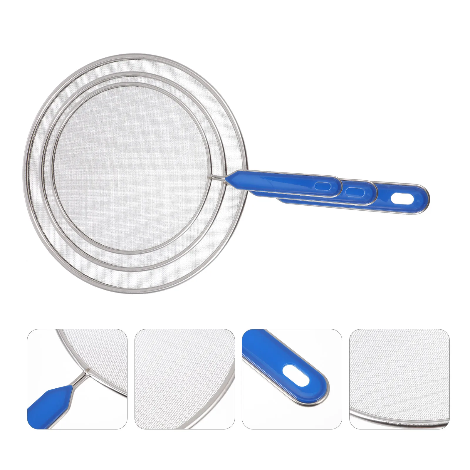 3Pcs Oil Prevention Pot Covers Stainless Steel Mesh Lid Large Splash Proof Screen Long Handle Kitchen Cooking Tools Anti-Spatter