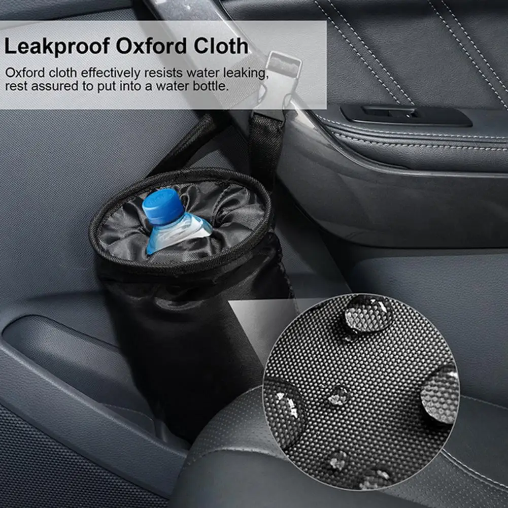 2Pcs Black Car Trash Can Pack Bag Waterproof Car Trash Bag for Little Leak Proof Car Cooler Bag- Car Garbage Bag with Side Pocke