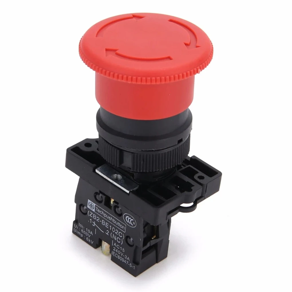 Industrial Starter Emergency Stop Switch Screw Terminal Constant Close Push Button Switches 22mm Mounting Hole Machine