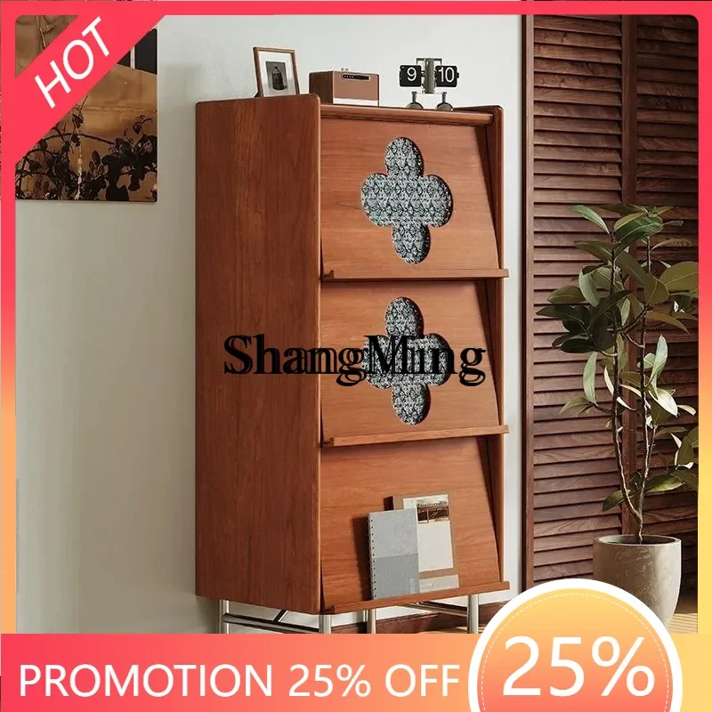 FG  antique solid wood four-leaf clover side cabinet living room combination retro furniture solid wood bedside chest