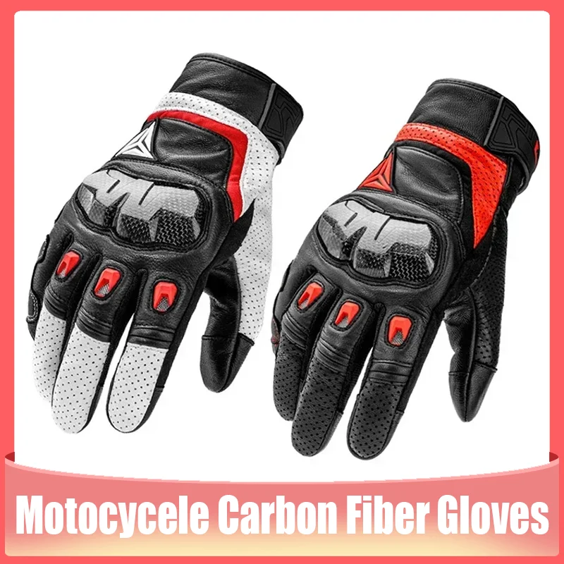

Motorcycle Gloves Touchscreen Breathable Leather Gloves Full Finger Protective Gear Racing Pit Bike Riding Motorbike Moto Enduro