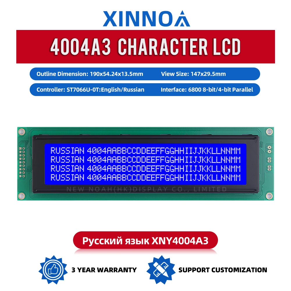 รัสเซียฟิล์มสีฟ้าตัวอักษรสีขาว 4004A3 ตัวอักษร LCD โมดูล 2X40 4004 18PIN โมดูลอินเทอร์เฟซ Controller ST7066U LED Backlight