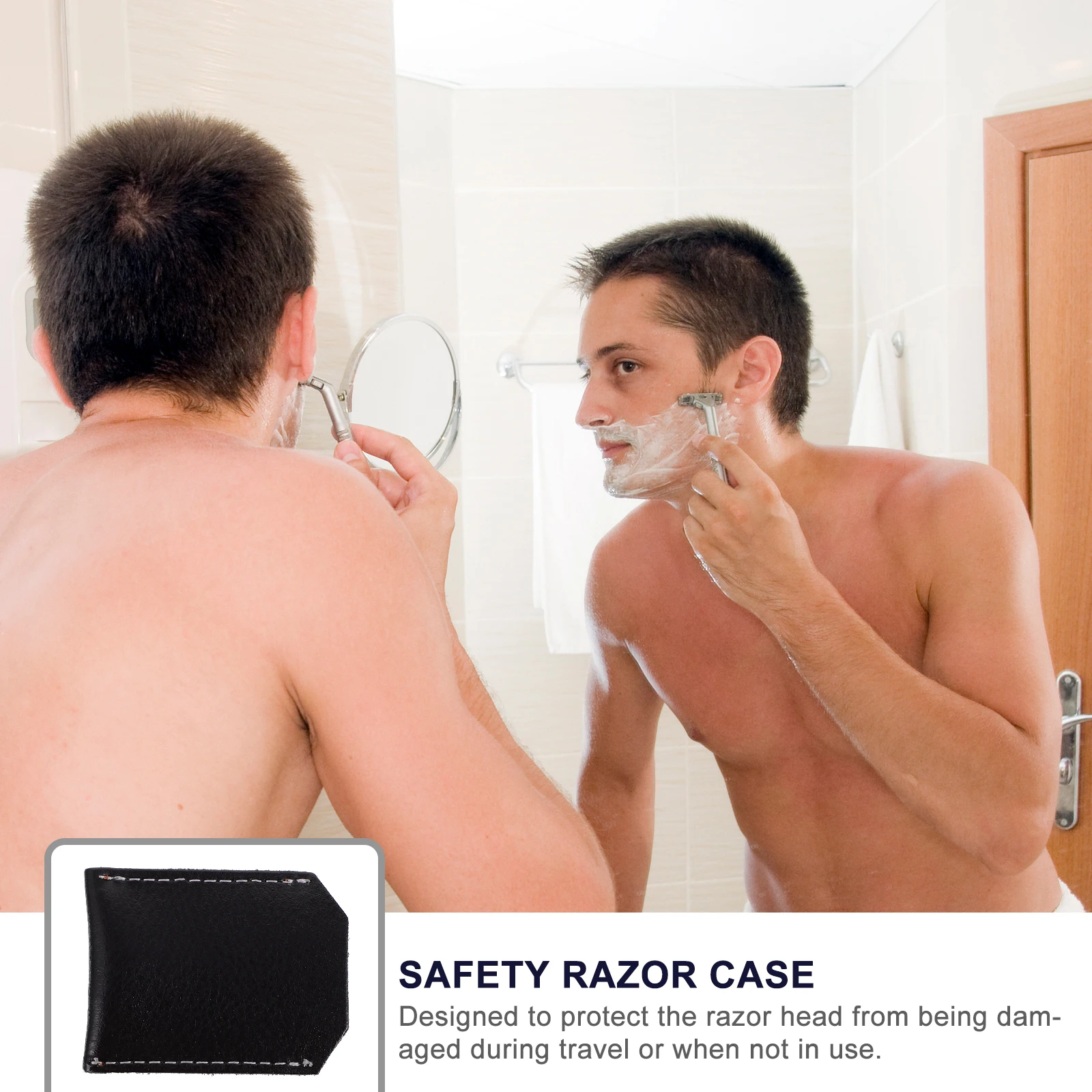 

Safety Razor Case PU Shaver Travel Protective Guard Manual Wet Shave Accessories Razors Face Supplies Carrying Bag Gifts