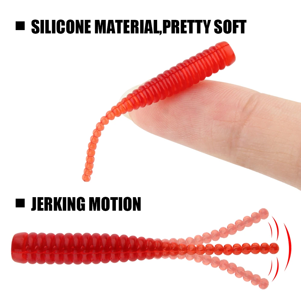 Spinpoler Mini Micro Tail Soft Bait Fishing Lure Silicone Worm 4cm Ajing Jerking Swimming Minnow For Bass Ice Rock Fish 100pcs view 4
