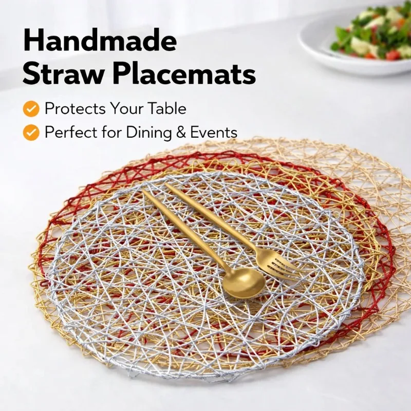 Bestselling Decorative Table Mat Hand Woven Coaster Bowl Pad Heat Insulation Round Paper Rope Random Braided Ornamental Placemat