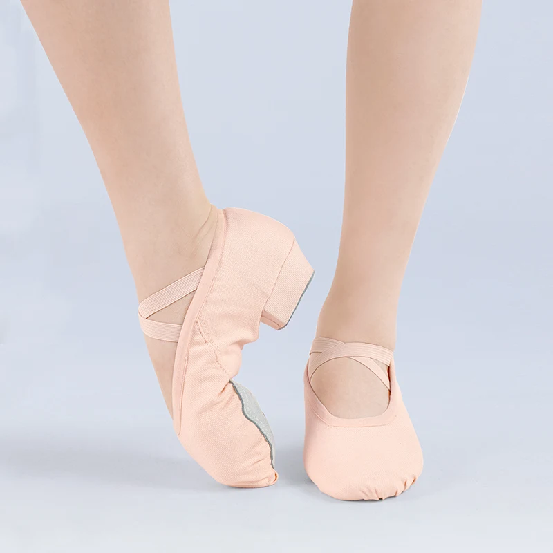 Women Ballet Shoes Low Heel Ballet Dance Shoes Beige Ballet Teacher Shoes Non-slip Dance Shoes for Adult Ballerina