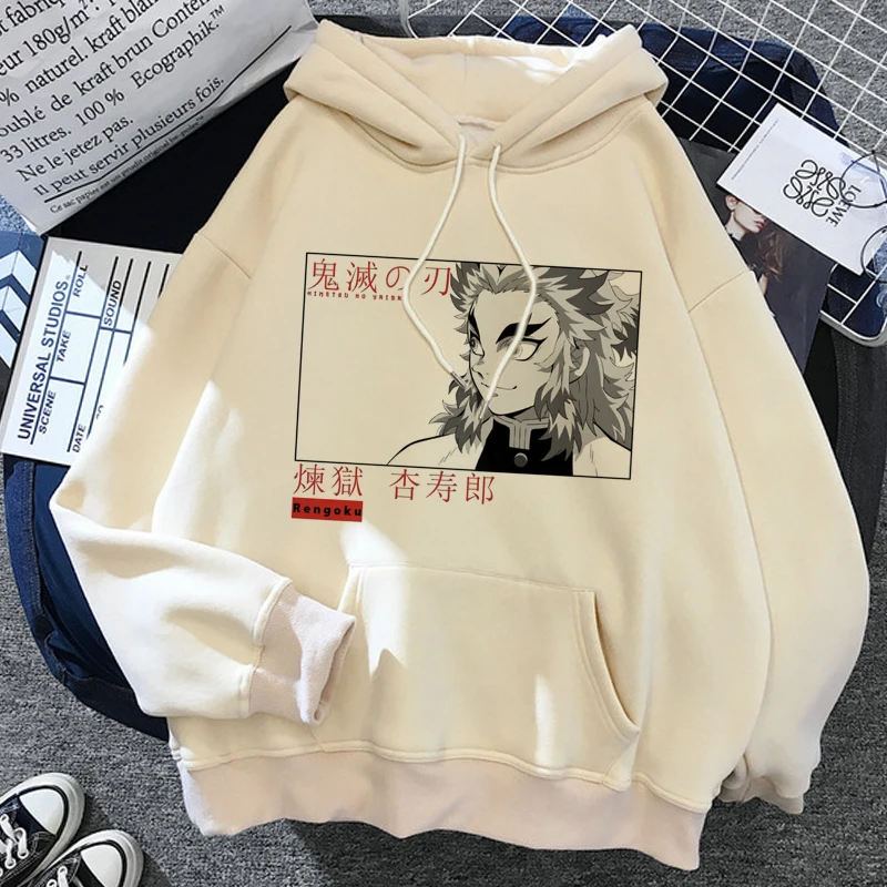 Demon Slayer Japan Anime Men Women Hoodies Rengoku Kyoujurou Print Plus Size Hooded Harajuku Unisex Sweatshirt Pullover Clothing