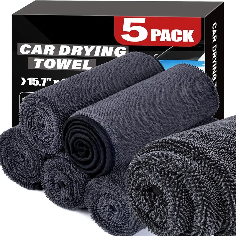 1/5pcs Heavy-Duty Car Towel 1200GSM Super-Absorption Microfiber Drying Cloth Ultra-Soft Scratch-Free Car Detailing Towel