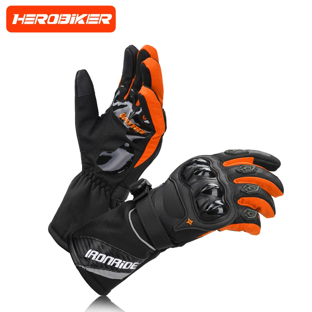 Motorcycle Gloves Touch Screen Full Finger Warm Windproof Motocross Protective Gloves Anti-Slip For Winter Riding