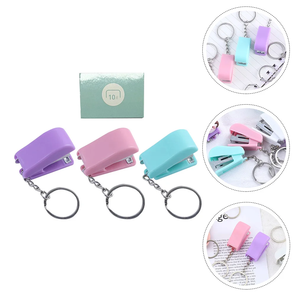 Keychain Accessories Stapler Locket Small Portable Cute Office Supplies Car Decor