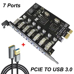 PCI-E X1 X4 X8 X16 Controller Card Epress TO 7 Ports USB 3.0 5Gbps HUB +1M Extension Cable For Motherboard PC Computer Desktop